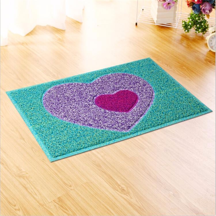 Solid Color Coir Fiber Matting Double Hearts Design Seamed Pattern