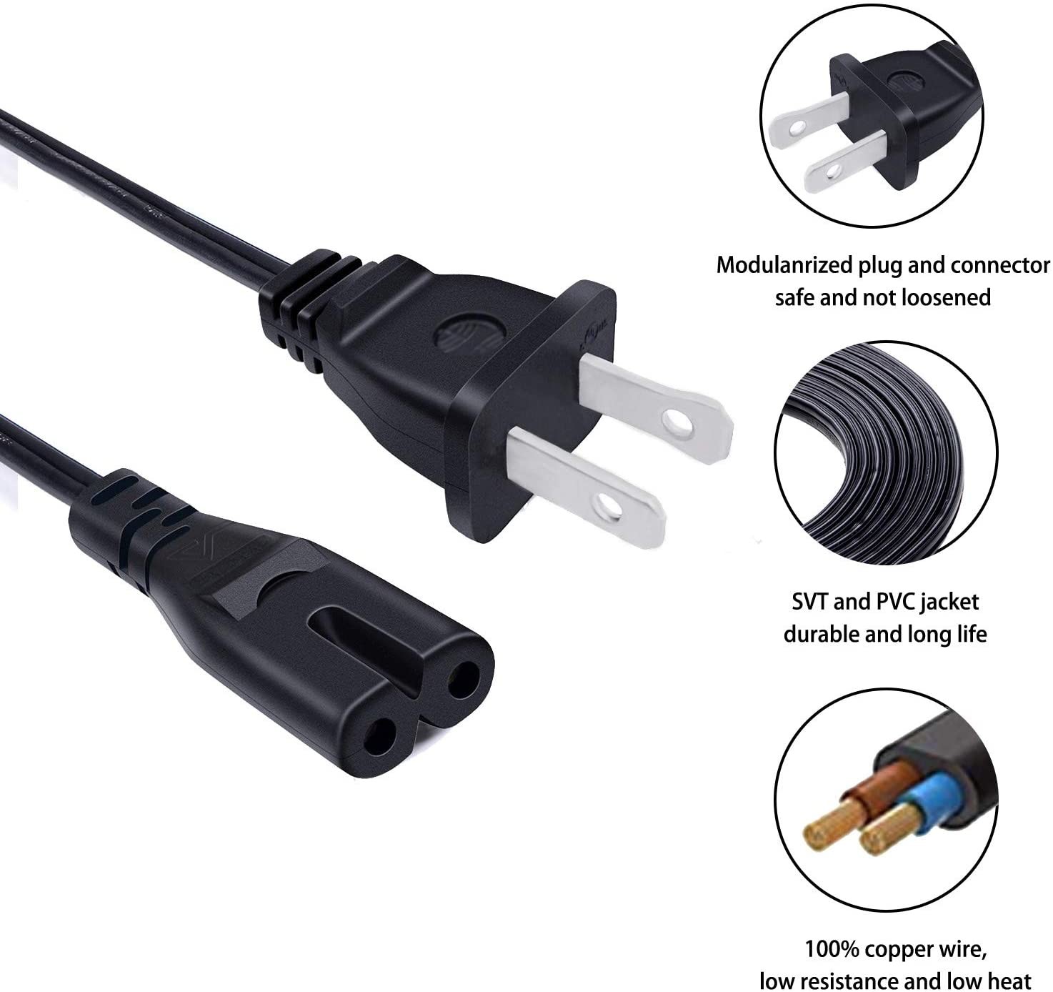 2m 6ft 2 Pin USA Figure 8 Power Supply Extension Cable Us Plug To Iec C7 Power Supply Cable Cord