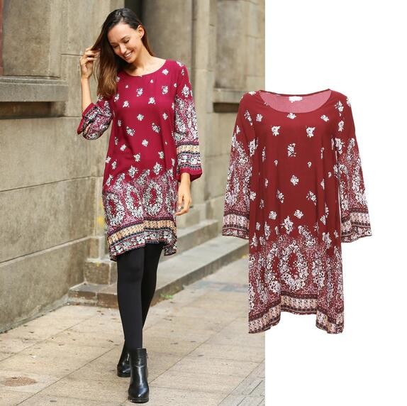 wholesale guangzhou clothing factory customize bohemia print style dress and blouse