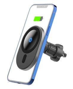 China Oval Silicone 9V1.1A 15W Magnetic Wireless Car Charger FOD wholesale