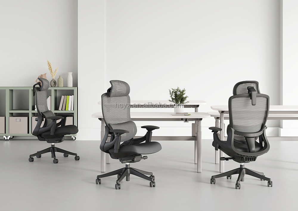 Adjustable High Back Full Mesh Executive Office Chair with Aluminum Foot and Fabric