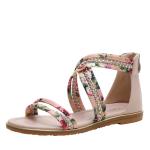 BS135 Sandals Female Summer Flat Bottom Fairy Style Open-Toed Floral Cloth Word