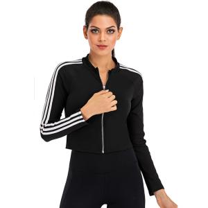 China Zipper long sleeve lady cool sports t-shirt fitness running yoga coat wholesale