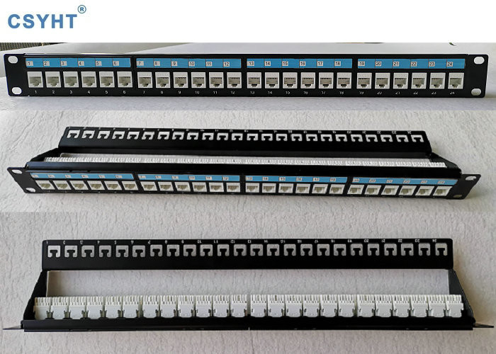 19'' STP/FTP Shield RJ45 24ports 1U Cat 5e, cat6,cat6A Blank Patch Panel