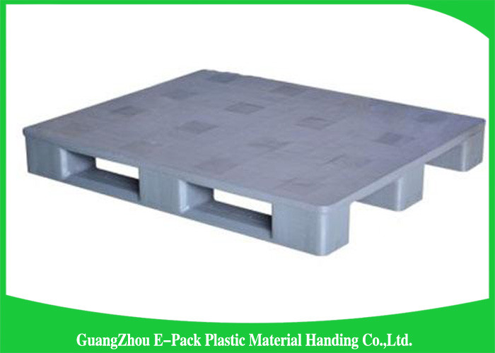 1200 * 800mm Blue Plastic Pallets With Three Runners , Plastic Skids Pallets Virgin HDPE