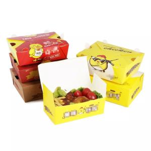 China Snack Fries Fried Takeaway Lunch Custom Paper Box Disposable Greaseproof Pe Coating wholesale
