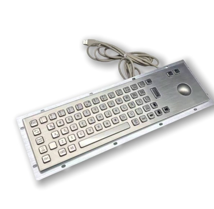 Dustproof Panel Mount Metal Waterproof Keyboard Esay Clean With 38mm Trackball