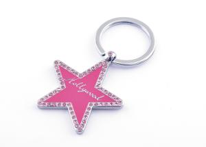 China Star Engraved Metal Keychains Engraved Metal Keyrings With Small Diamond wholesale