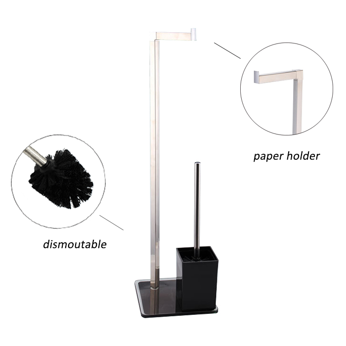 Multi - Function Hotel Stainless Steel Toilet Brush Holder Set Standing 401 Stainless Steel