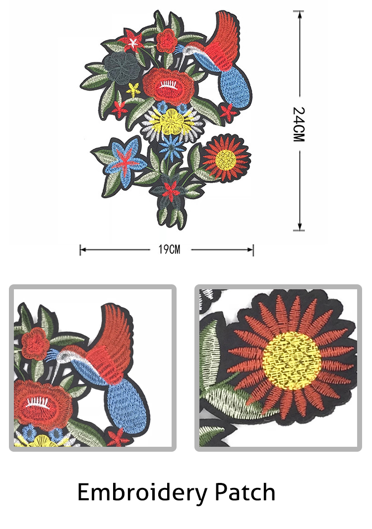 Romantic Colorful Flower Patches For Clothes , Handmade Sunflower Rose Iron On Patch