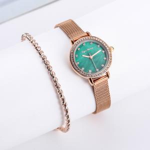 China Rose Gold 27mm Ladies Watch Gift Set With Fried Dough Twist Bracelet wholesale