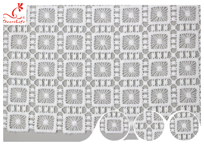 Poland Guipure Embroidered Floral Lace Fabric With Water Soluble Poly Milk Silk Azo Free