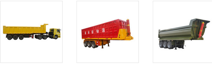 Tri Axle Tipper Semi Trailer 30-40 Ton U Shape For Transport Stones / Rocks