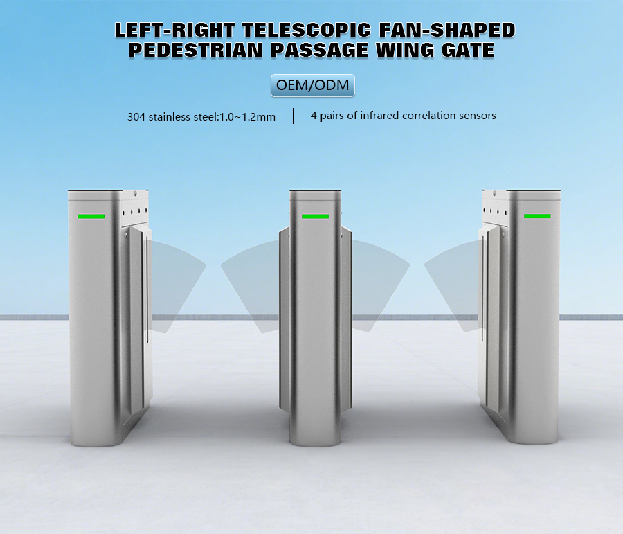 Heavy-Duty 304 Stainless Steel Cabinet Wing Gate, Supporting Card Swiping & QR Code Scanning, Suitable for Subway Stations