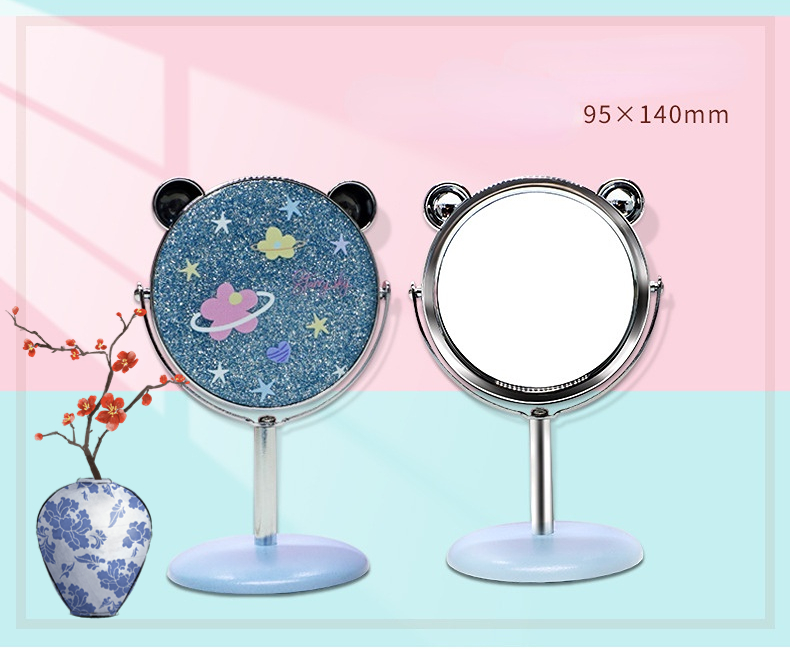Customized Plastic and Glass Mirror Mini Portable Vanity Circle Dressing House Decor