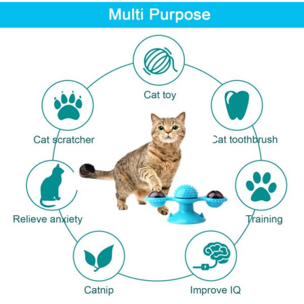 Interactive Rotating Windmill Cat Toy With Suction Cup Windmill Kitten Toys Cat Toothbrush Toy