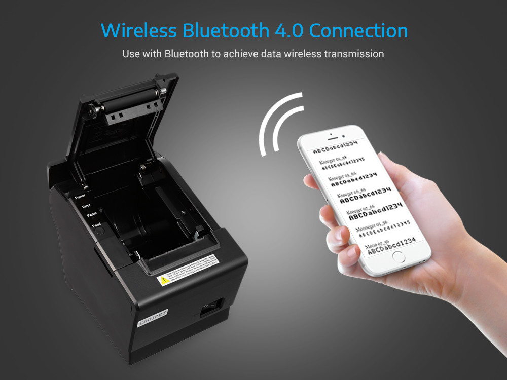 Desktop Wireless Receipt Printer , Thermal Transfer Printer For Android / IOS