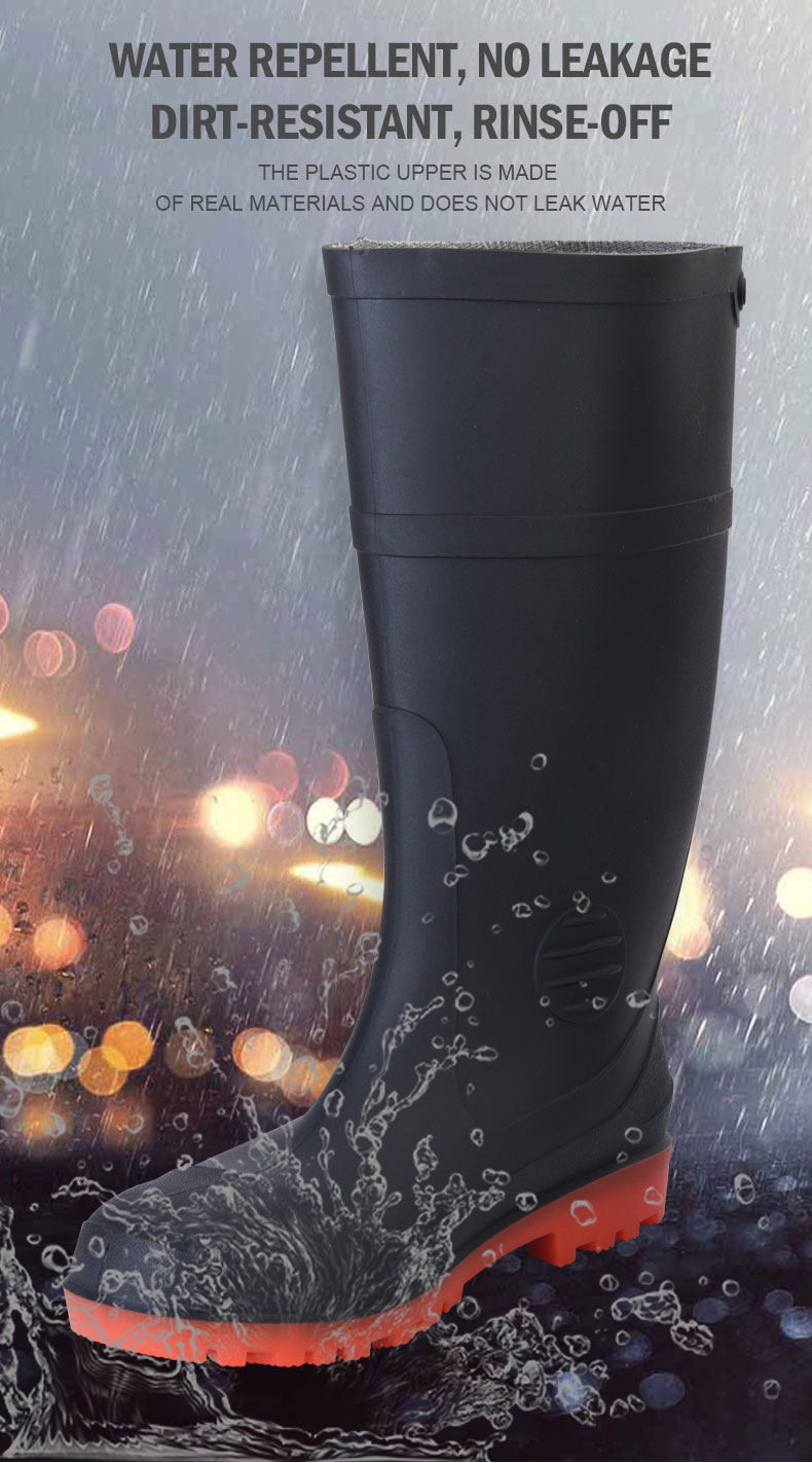 Autumn Winter Mens Steel Toe Rain Boots Waterproof Work Rain Boots Mens
