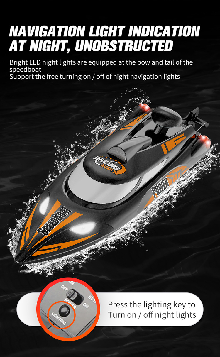 2 CHANNELS Control Electric Boat with 35km/H High Speed and Night Navigation Lights