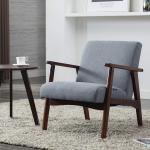 Fabric Arm Living Room Armchair Upholstered Wooden Bedroom Apartment Grey
