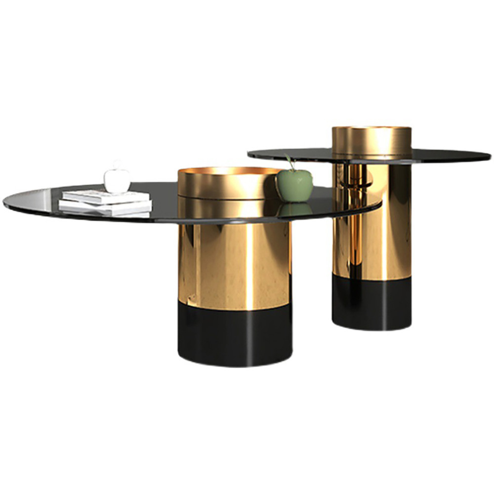 Modern Stainless Steel Round Living Room Combination Coffee Table