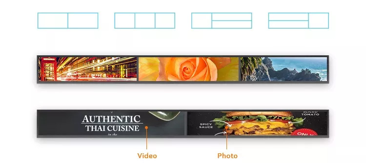 Ultra Wide Stretch Display Digital Signage Bar Shelf Edge LCD Display Screen 60cm 25.5"