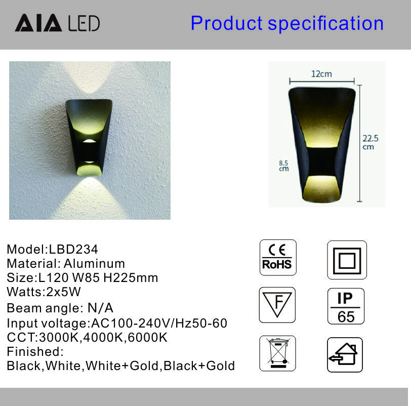 IP65 water proofing exterior wall lamps outdoor COB 6W led wall lights outside led wall lamp light fixtures