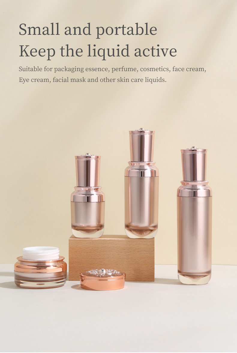 15ml 30ml Lotion Gold Acrylic Airless Cosmetic Bottle / Cream Jar For Skincare Packaging