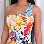 Women'S Printed Sexy XXL One Shoulder Beach Dress