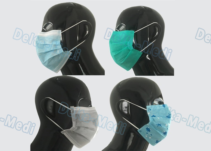 Green Sterile Medical Disposable Face Mask Non Woven Eco Friendly 17.5x9.5cm