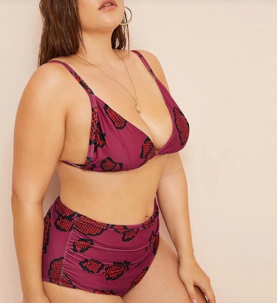 2019 bikini Plus Triangle Top With Ruched High Waist Bikini VNSF009 for USA