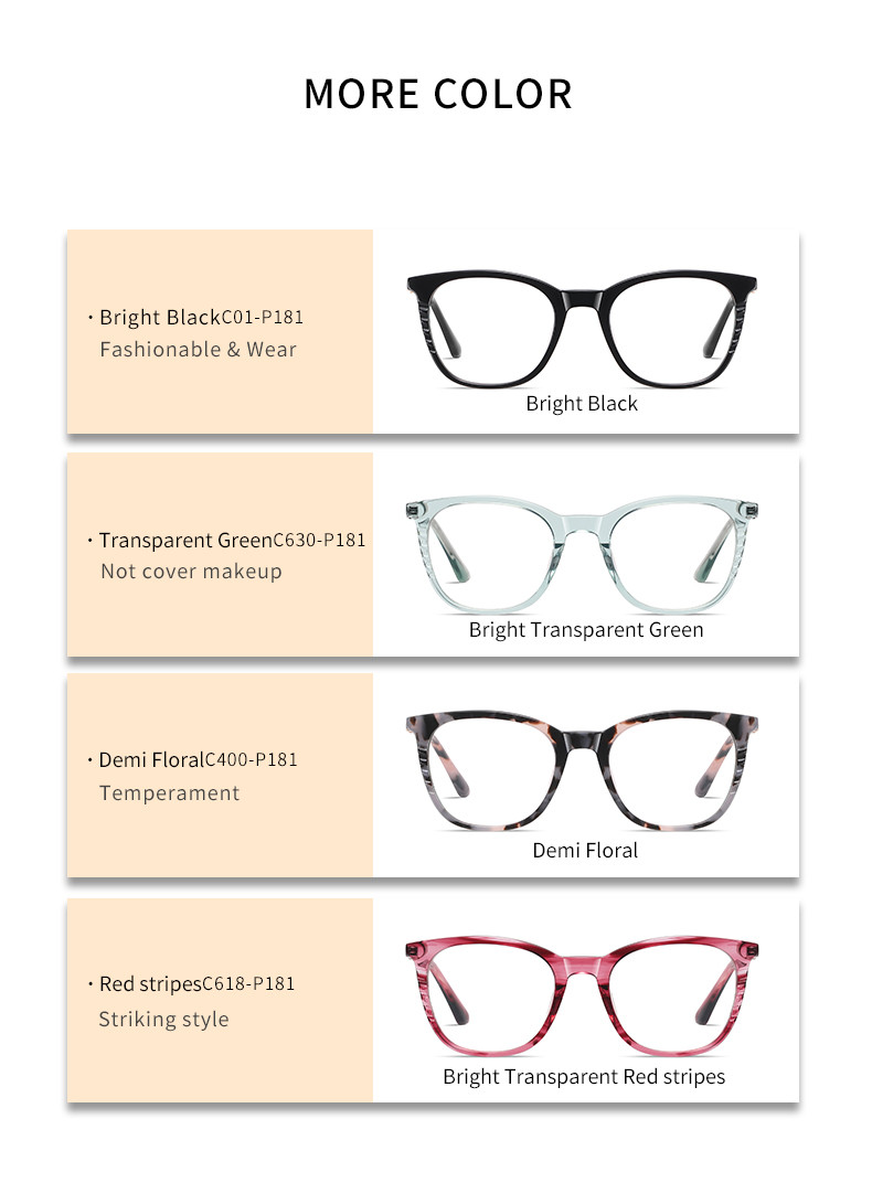 Handmade Acetate Metal Glasses Frame Unisex Square Anti Blue Light