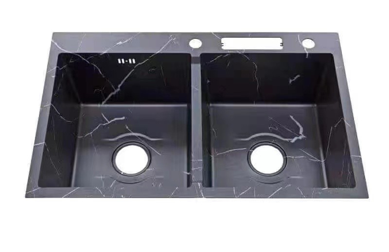 Marble Handmade 30 Inch Undermount Stainless Steel Double Bowl Sink