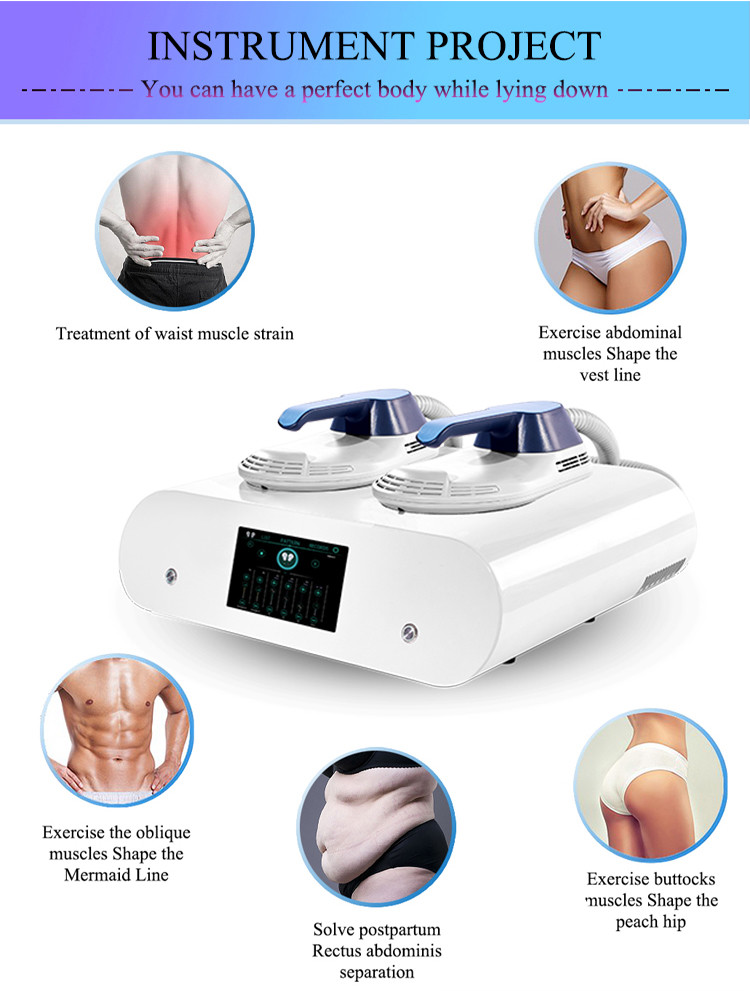 Electro magnetic portable emslim building muscle stimulate 15 tesla neo ems emt body sculpt 2 handles