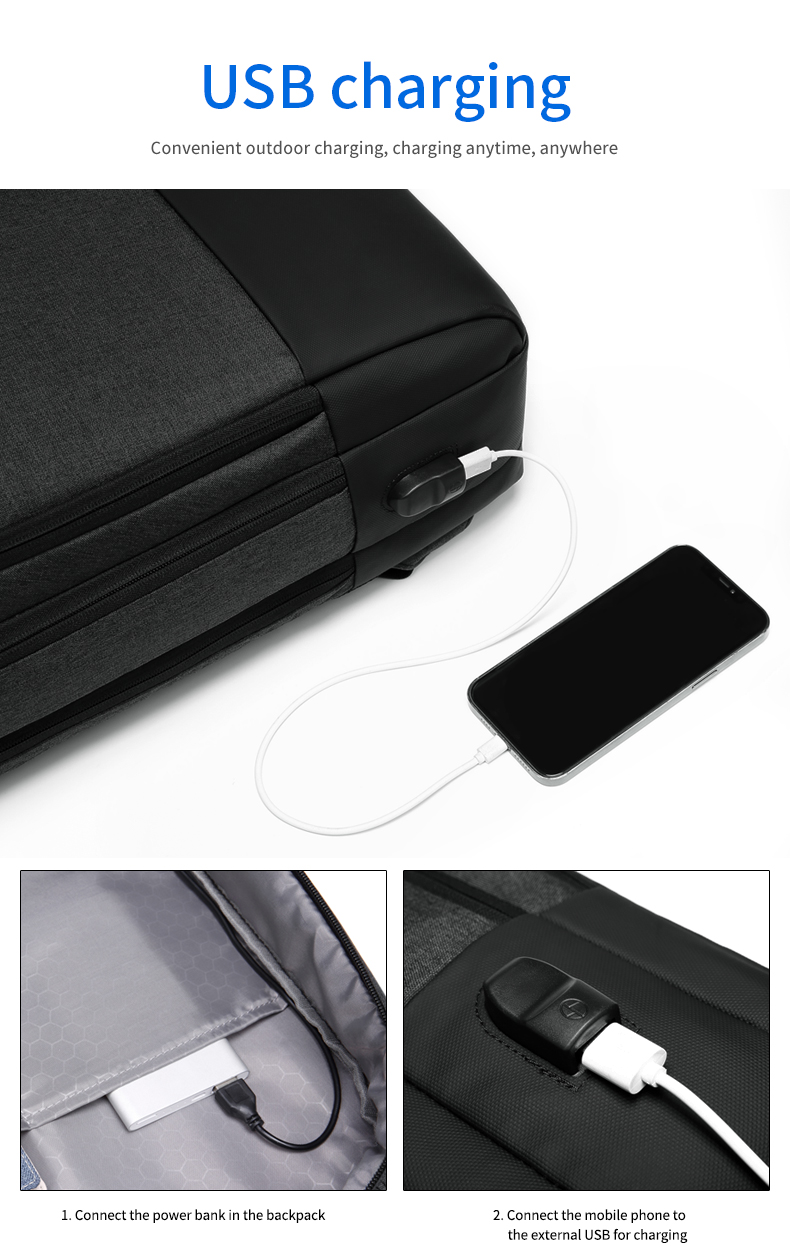 Factory wholesale waterproof USB Charging bagpack Notebook Laptop Back pack leisure travel USB Backpack bag school backpack