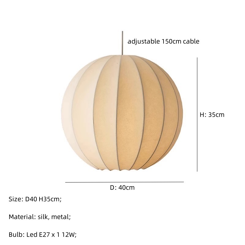 Nordic E27 Led Pendant Lights Silk Hanging Lamp Minimalism Wabi Sabi Suspend Lamp(WH-AP-564)