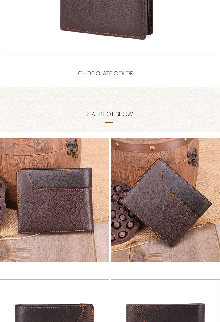 Multi Card Holder Business Retro Genuine Leather Men's RFID Blocking Anti-theft Wallet