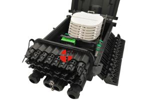 China 24 Ports 96 Cores PP Drop Cable IP68 Wall Mounted Fiber Optic Junction Box Inline Closure wholesale