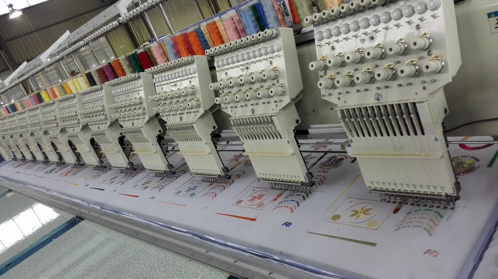Commercial Computerized Embroidery Machine For Flat Bed 12 Heads