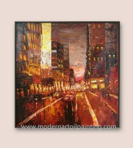 China Cityscape Palette Knife Oil Painting Modern Street Oil Paintings For Decoration wholesale