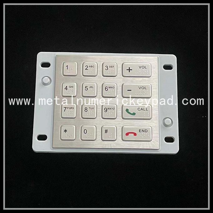 16 Keys Metal Numeric Keypad Stainless For Telecommunication Equipment