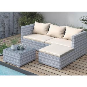 China AJUNION Wicker Rattan Garden Sofa Outdoor Lounge Set 4 Piece with Y Mail Packing wholesale