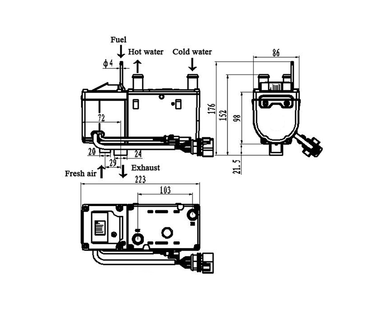 JP 5kw 12v diesel coolant water preheat parking heater