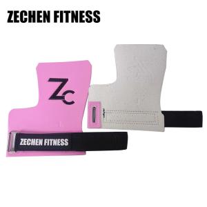 China Pink Fingerless Crossfit Grips Carbon Leather Gym Palm Gymnastic Bar Hand Grips For Pull Ups wholesale