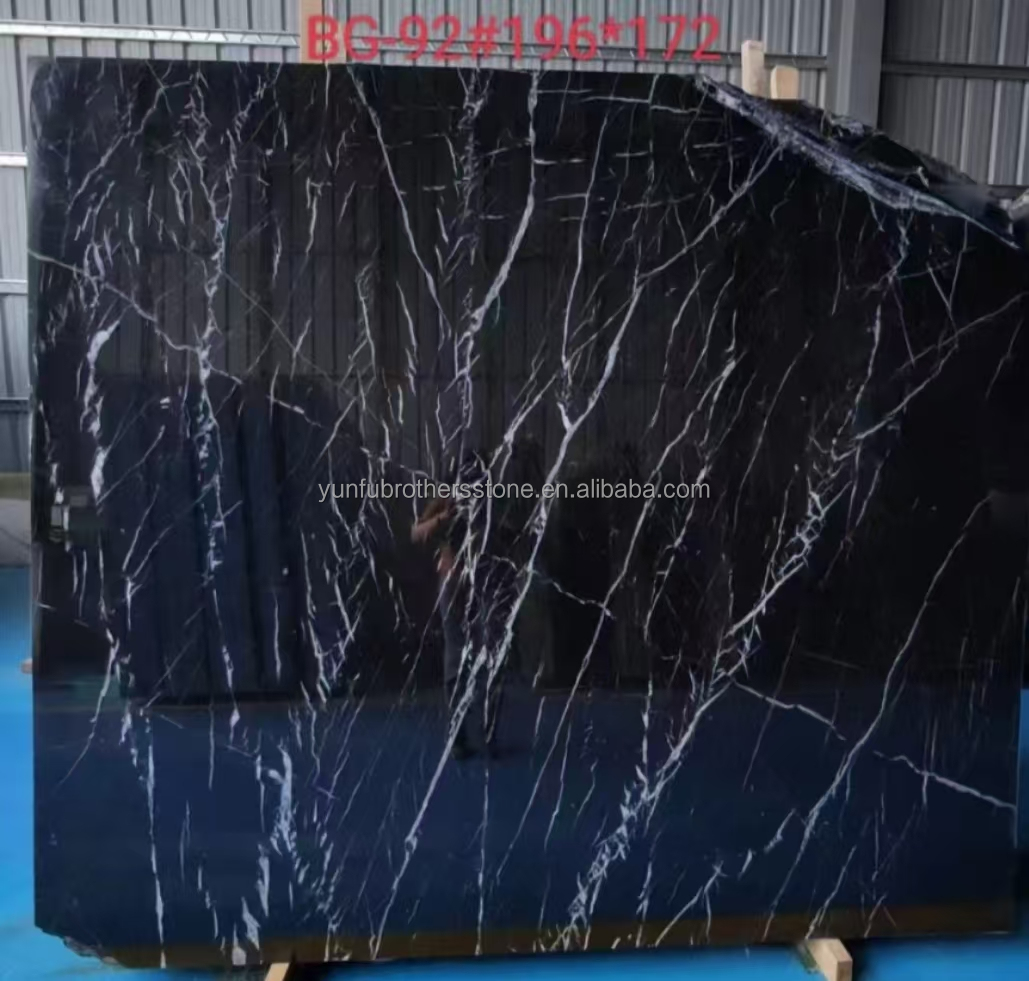 Modern Design Hotel Nero Marquina Big Slab Zimbabwe Black Marble Floors and Stairs
