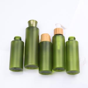 China Eco friendly skincare bamboo cosmetic packaging with green PET bottle wholesale