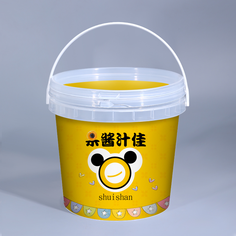Sale 2L White/Black/Translucent Plastic Bucket With Lid handle for Food Grade Snacks