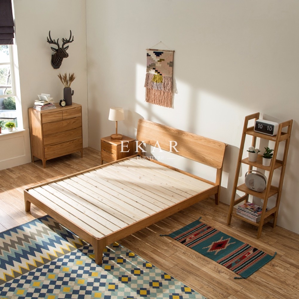 European Replica Furniture Oak Solid Wood Simple King Size Bed Alibaba
