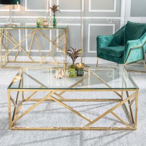 China Rectangle 130x70x45cm SS Coffee Table Scratch Resistance Tempered Glass Top wholesale