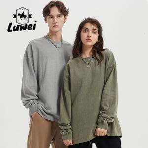 China Long Sleeve Heavyweight Cotton Hoodie Grey Crew Neck Vintage Man Sweatshirts wholesale